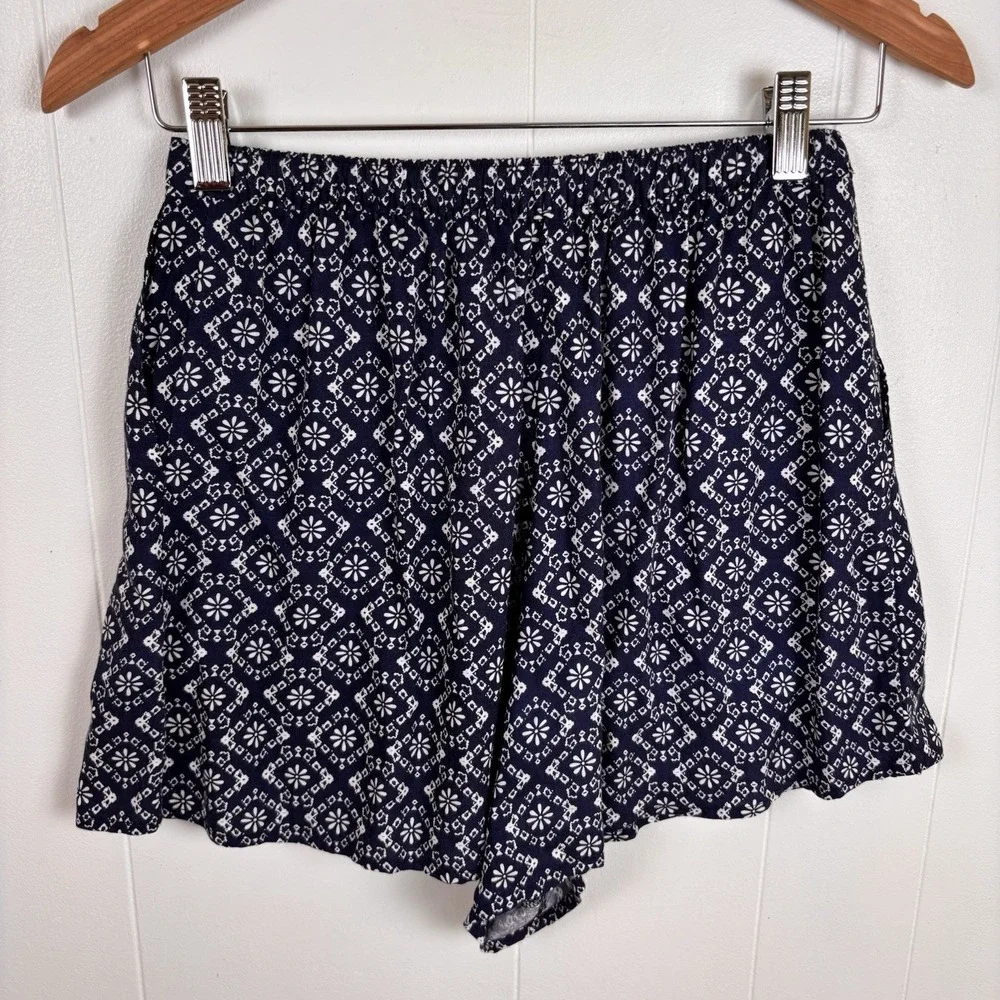 Abercrombie & Fitch Women's Medium Blue Boho Shorts‎ Flowy Rayon Pull On